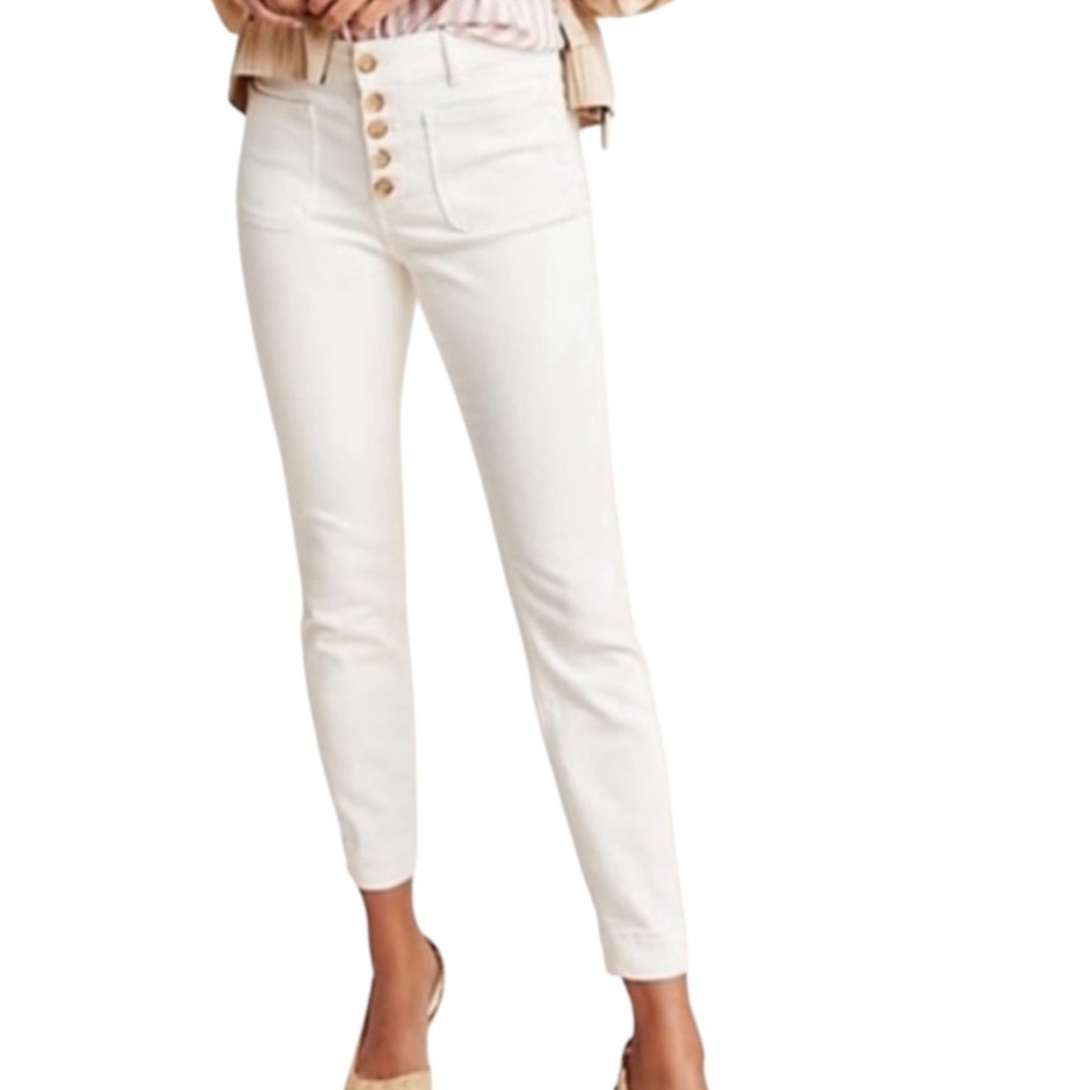 Pilcro & the Letterpress by Anthropology Cream Button-Fly Denim Leggings 27